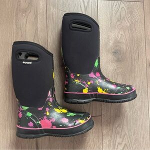 BOGS Paint Splat Classic Kids Size 4 Rain Snow Boots